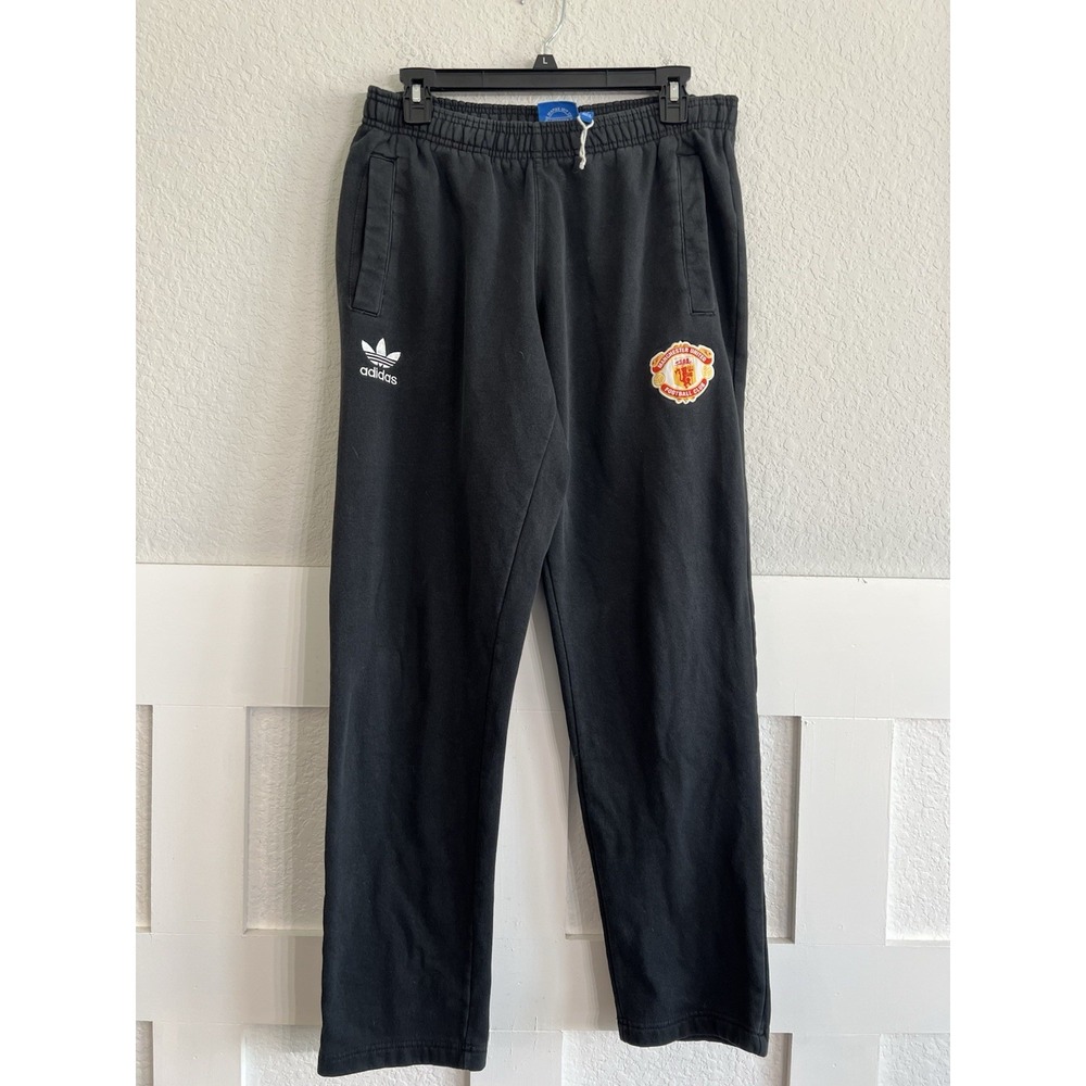 Adidas Trefoil Manchester United Football Soccer Black Sweatpants Mens M